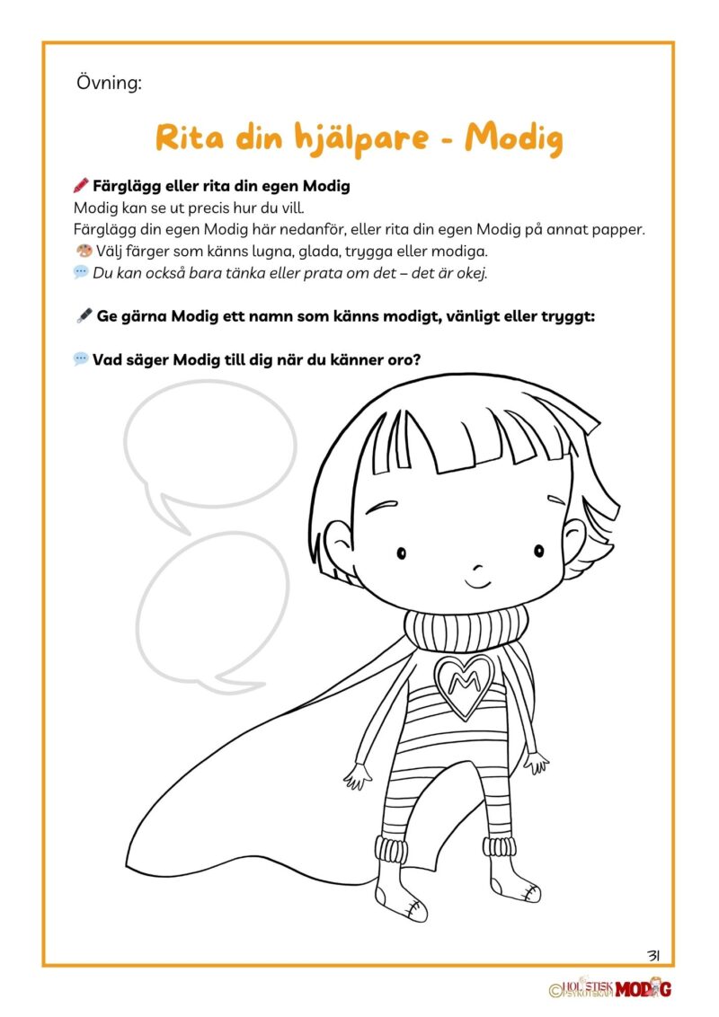 Modigs bok om oro – Ett arbetsmaterial för barn