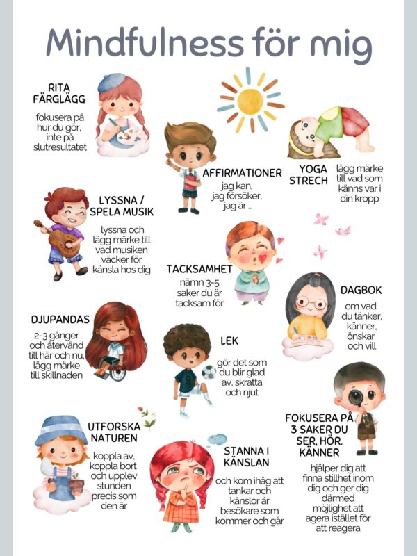 POSTER mindfulness dagbok för barn
